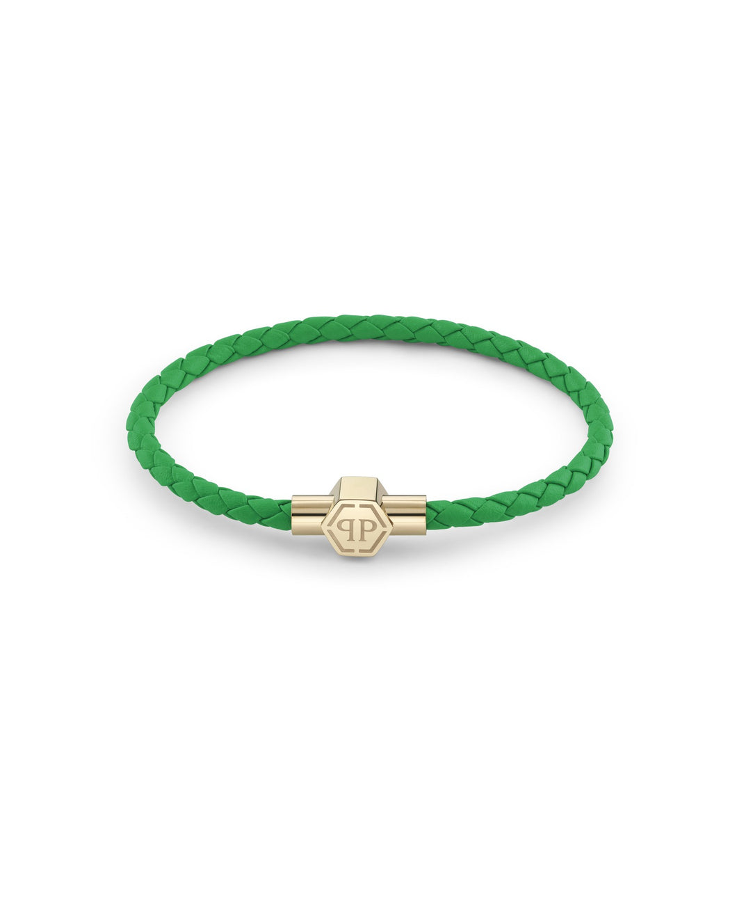 Philipp Plein Herren Armband Edelstahl gold Leder grün PLEIN TAG PJ0AA19BS