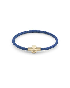 Philipp Plein Herren Armband Edelstahl gold Leder blau PLEIN TAG PJ0AA20BS