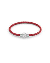 Laden Sie das Bild in den Galerie-Viewer, Philipp Plein Herren Armband Edelstahl silber Leder rot PLEIN TAG PJ0AA21BL
