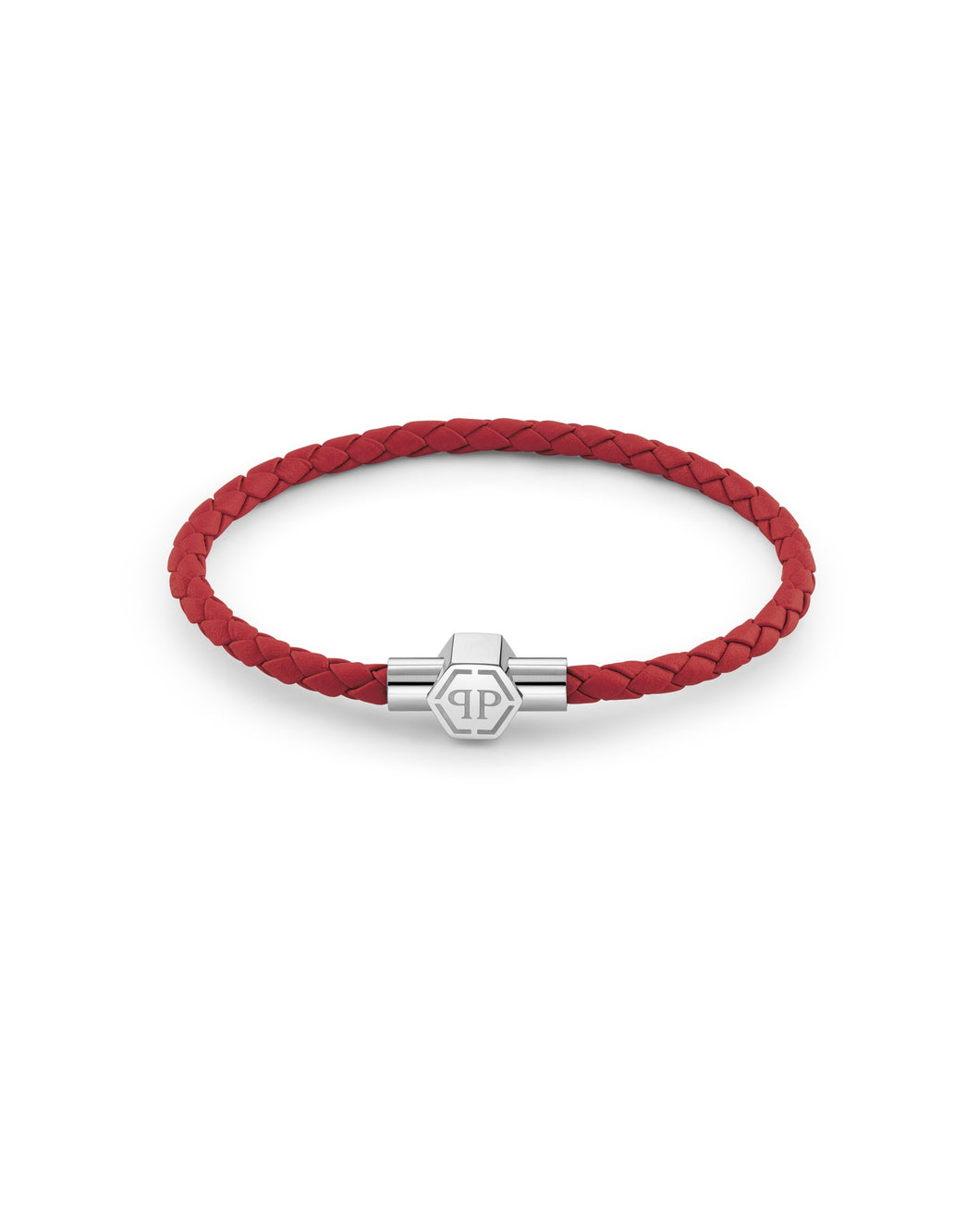 Philipp Plein Herren Armband Edelstahl silber Leder rot PLEIN TAG PJ0AA21BL
