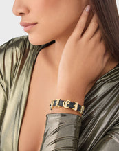 Laden Sie das Bild in den Galerie-Viewer, Philipp Plein Damen Armband Edelstahl IP Gold Leder LETTERING PJ1AA22BU