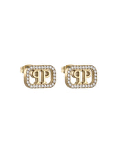Laden Sie das Bild in den Galerie-Viewer, Philipp Plein Damen Ohrringe Edelstahl IP Gold PLEIN LETTERING PJ1AA26EU