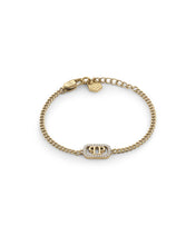 Laden Sie das Bild in den Galerie-Viewer, Philipp Plein Damen Armband Armkette Edelstahl IP Gold PLEIN LETTERING PJ1AA30BU