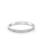 Laden Sie das Bild in den Galerie-Viewer, Philipp Plein Unisex Armband Armreif Edelstahl Silber PLEIN CUFF M PJ1EA32BM
