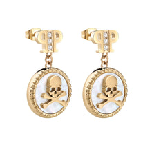 Laden Sie das Bild in den Galerie-Viewer, Philipp Plein Damen Ohrringe Ohrhänger Edelstahl IP Gold PLEIN MINI LOGO PJ2EA08EU