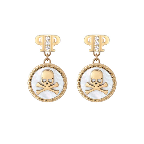 Philipp Plein Damen Ohrringe Ohrhänger Edelstahl IP Gold PLEIN MINI LOGO PJ2EA08EU