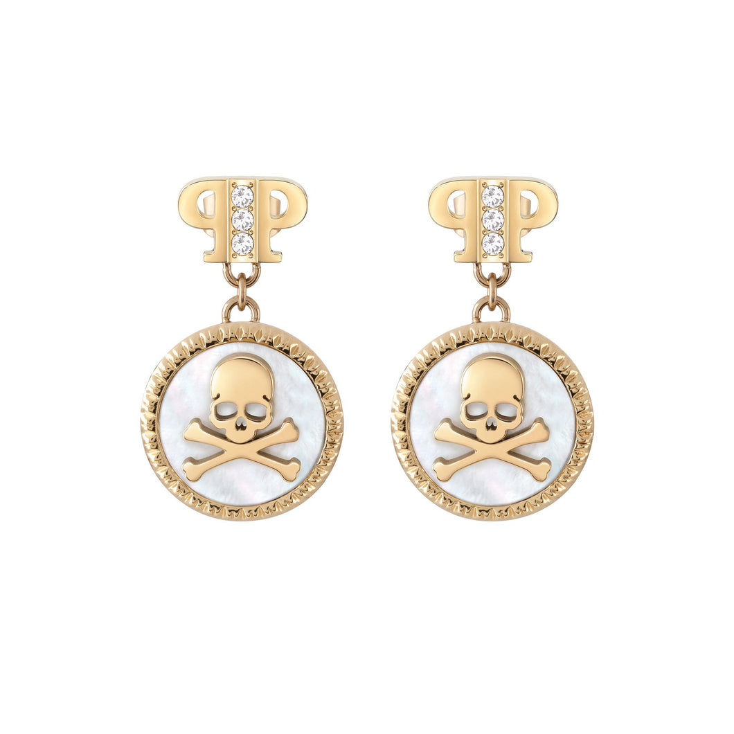 Philipp Plein Damen Ohrringe Ohrhänger Edelstahl IP Gold PLEIN MINI LOGO PJ2EA08EU