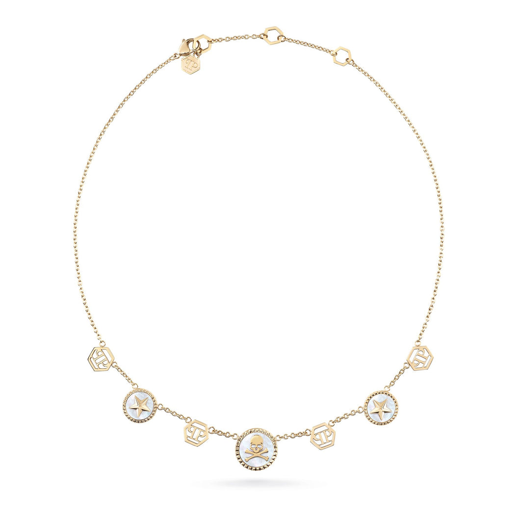 Philipp Plein Damen Kette Halskette Edelstahl IP Gold PLEIN MINI LOGO PJ2EA10NU