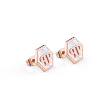 Laden Sie das Bild in den Galerie-Viewer, Philipp Plein Damen Ohrringe Edelstahl IP Rose Gold PLEIN MINI LOGO PJ2EA13EU