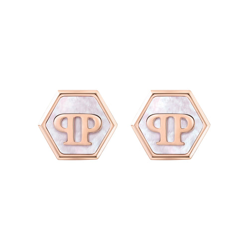 Philipp Plein Damen Ohrringe Edelstahl IP Rose Gold PLEIN MINI LOGO PJ2EA13EU