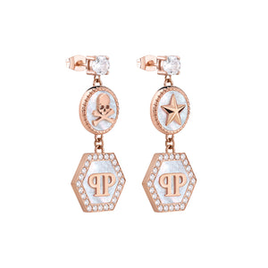 Philipp Plein Damen Ohrringe Edelstahl IP Rose Gold PLEIN MINI LOGO PJ2EA14EU