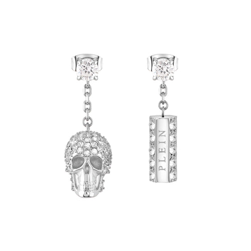 Philipp Plein Damen Ohrringe Ohrhänger Edelstahl silber SLIDING $KULL PJ3EA02EU