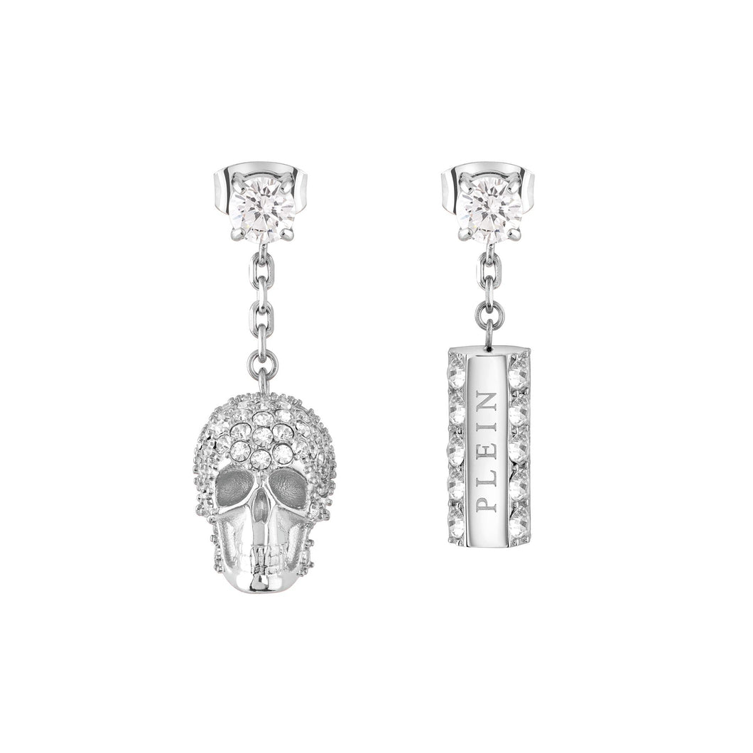 Philipp Plein Damen Ohrringe Ohrhänger Edelstahl silber SLIDING $KULL PJ3EA02EU