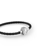 Laden Sie das Bild in den Galerie-Viewer, Philipp Plein Herren Armband Leder Edelstahl silber PLEIN ENIGMA L PJ6GA02BL