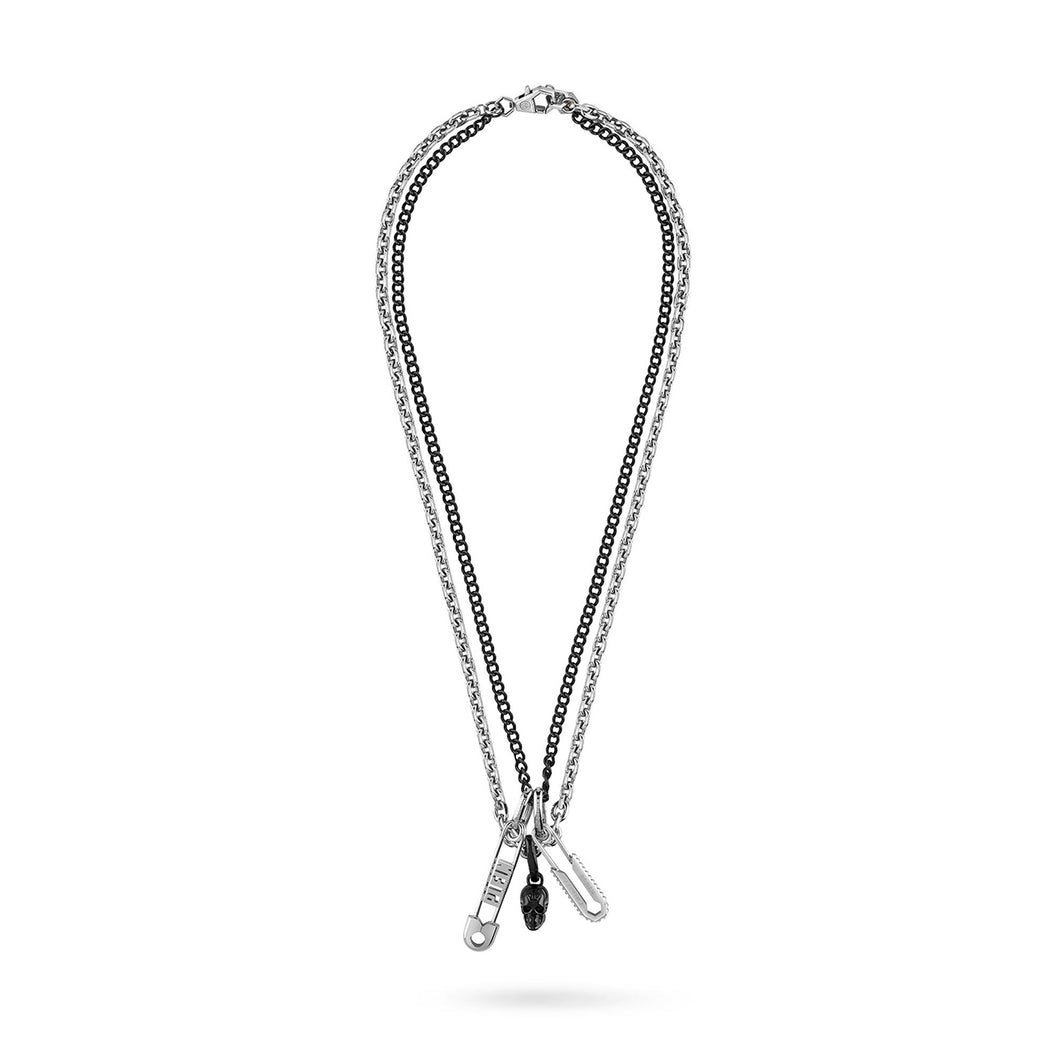 Philipp Plein Unisex Kette Halskette Edelstahl bicolor PLEIN SAFETY PIN PJKGA02NU