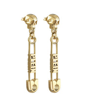 Laden Sie das Bild in den Galerie-Viewer, Philipp Plein Damen Ohrringe Edelstahl IP Gold PLEIN SAFETY PIN PJKGA03EU