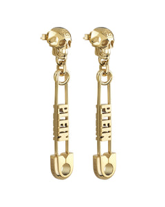 Philipp Plein Damen Ohrringe Edelstahl IP Gold PLEIN SAFETY PIN PJKGA03EU