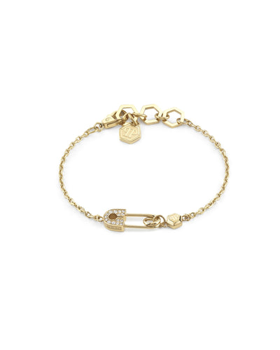Philipp Plein Damen Armband Armkette Edelstahl IP Gold PLEIN SAFETY PIN PJKGA06BU