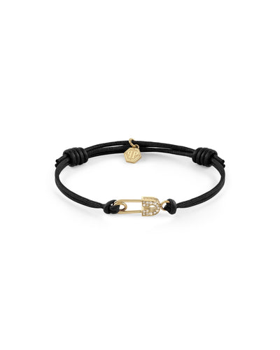Philipp Plein Damen Armband Textil Edelstahl IP Gold PLEIN SAFETY PIN PJKGA08BU