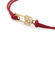 Laden Sie das Bild in den Galerie-Viewer, Philipp Plein Damen Armband Textil Edelstahl IP Gold PLEIN SAFETY PIN PJKGA09BU
