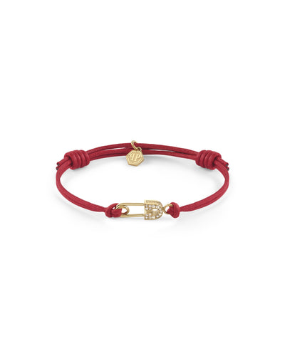 Philipp Plein Damen Armband Textil Edelstahl IP Gold PLEIN SAFETY PIN PJKGA09BU