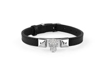 Laden Sie das Bild in den Galerie-Viewer, Philipp Plein Unisex Armband Leder Edelstahl silber PLEIN ENIGMA PJOEA01BU