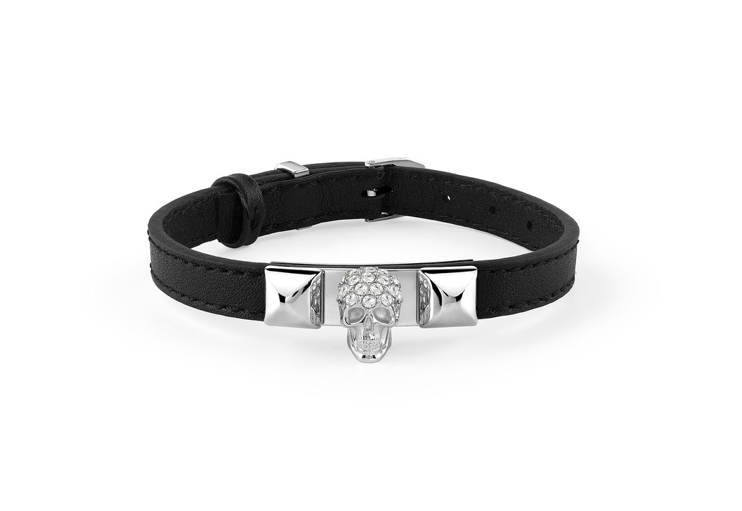 Philipp Plein Unisex Armband Leder Edelstahl silber PLEIN ENIGMA PJOEA01BU