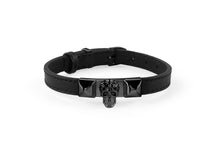 Laden Sie das Bild in den Galerie-Viewer, Philipp Plein Unisex Armband Leder Edelstahl IP Black PLEIN ENIGMA PJOEA02BU