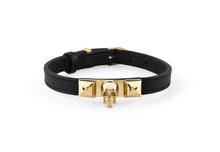 Laden Sie das Bild in den Galerie-Viewer, Philipp Plein Unisex Armband Leder Edelstahl IP Gold PLEIN ENIGMA PJOEA03BU