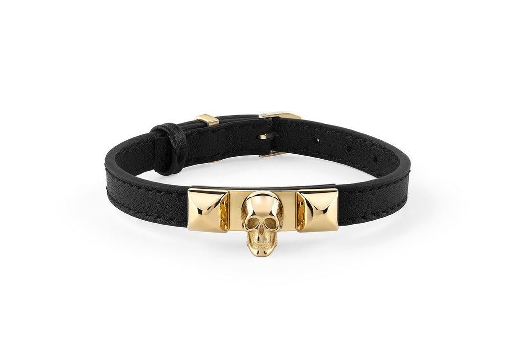 Philipp Plein Unisex Armband Leder Edelstahl IP Gold PLEIN ENIGMA PJOEA03BU