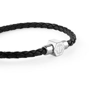 Laden Sie das Bild in den Galerie-Viewer, Philipp Plein Herren Armband Leder Edelstahl silber PLEIN ENIGMA L PJOEA04BL