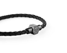 Laden Sie das Bild in den Galerie-Viewer, Philipp Plein Herren Armband Leder Edelstahl IP Gun PLEIN ENIGMA L PJOEA06BL