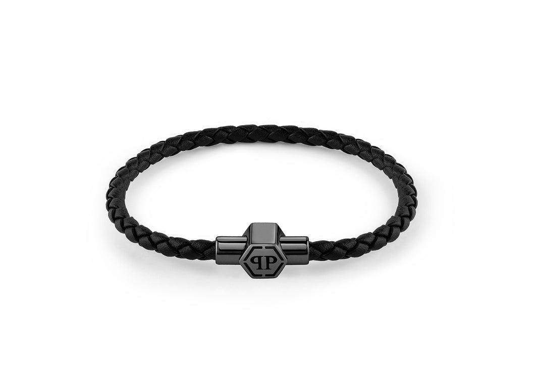 Philipp Plein Herren Armband Leder Edelstahl IP Gun PLEIN ENIGMA S PJOEA06BS