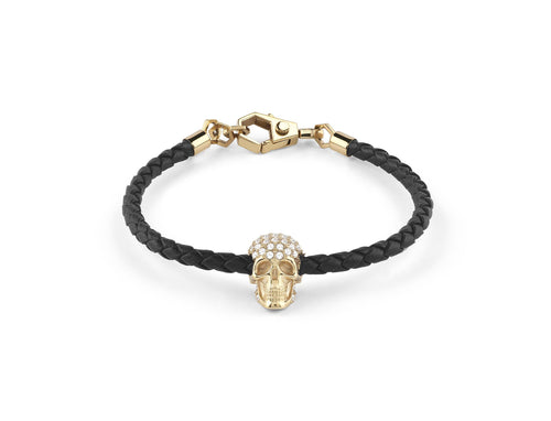 Philipp Plein Herren Armband Leder Edelstahl gold PLEIN ENIGMA PJOEA14BU