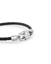 Laden Sie das Bild in den Galerie-Viewer, Philipp Plein Herren Armband Edelstahl silber Leder PLEIN EDGE PJPEA23BS