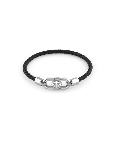 Philipp Plein Herren Armband Edelstahl silber Leder PLEIN EDGE PJPEA23BL