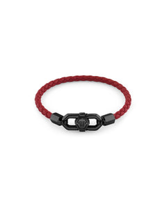 Philipp Plein Herren Armband Edelstahl schwarz Leder PLEIN EDGE PJPEA24BL