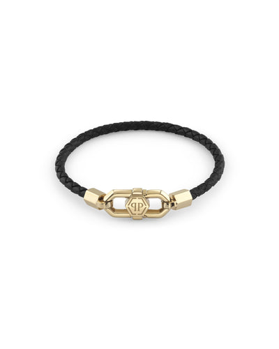 Philipp Plein Herren Armband Edelstahl gold Leder PLEIN EDGE PJPEA25BL