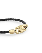 Laden Sie das Bild in den Galerie-Viewer, Philipp Plein Herren Armband Edelstahl gold Leder PLEIN EDGE PJPEA25BS