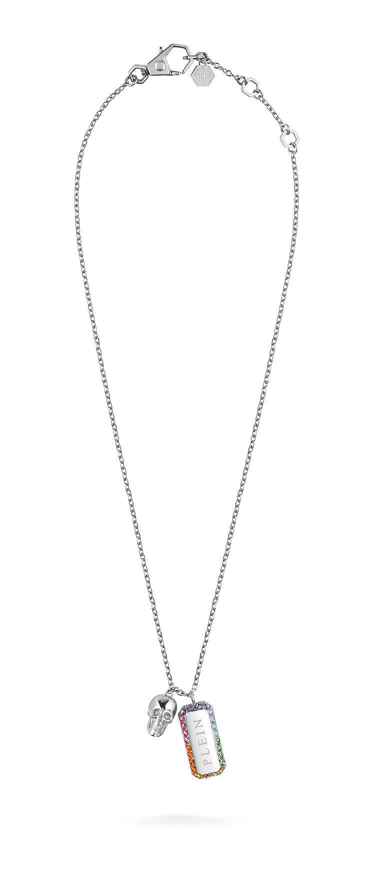 Philipp Plein Damen Kette Halskette Edelstahl silber PLEIN TAG PJQEA05NU