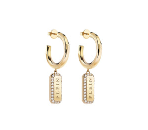 Philipp Plein Damen Ohrringe Creolen Edelstahl IP Gold PLEIN TAG PJQEA08EU