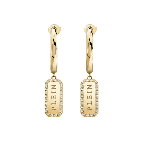 Philipp Plein Damen Ohrringe Creolen Edelstahl IP Gold PLEIN TAG PJQEA08EU
