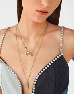 Philipp Plein Damen Kette Halskette Edelstahl IP Gold PLEIN TAG PJQEA12NU