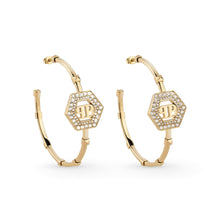 Laden Sie das Bild in den Galerie-Viewer, Philipp Plein Damen Ohrringe Creolen Edelstahl IP Gold PLEIN LEGACY PJREA03EU