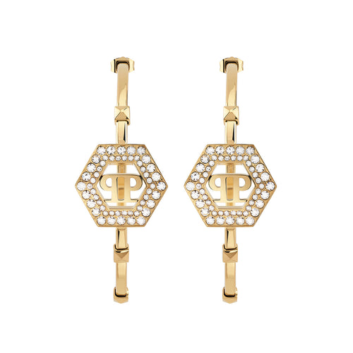 Philipp Plein Damen Ohrringe Creolen Edelstahl IP Gold PLEIN LEGACY PJREA03EU
