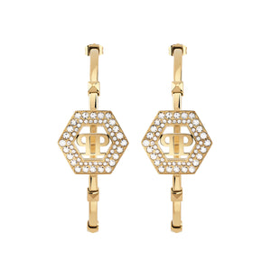 Philipp Plein Damen Ohrringe Creolen Edelstahl IP Gold PLEIN LEGACY PJREA03EU