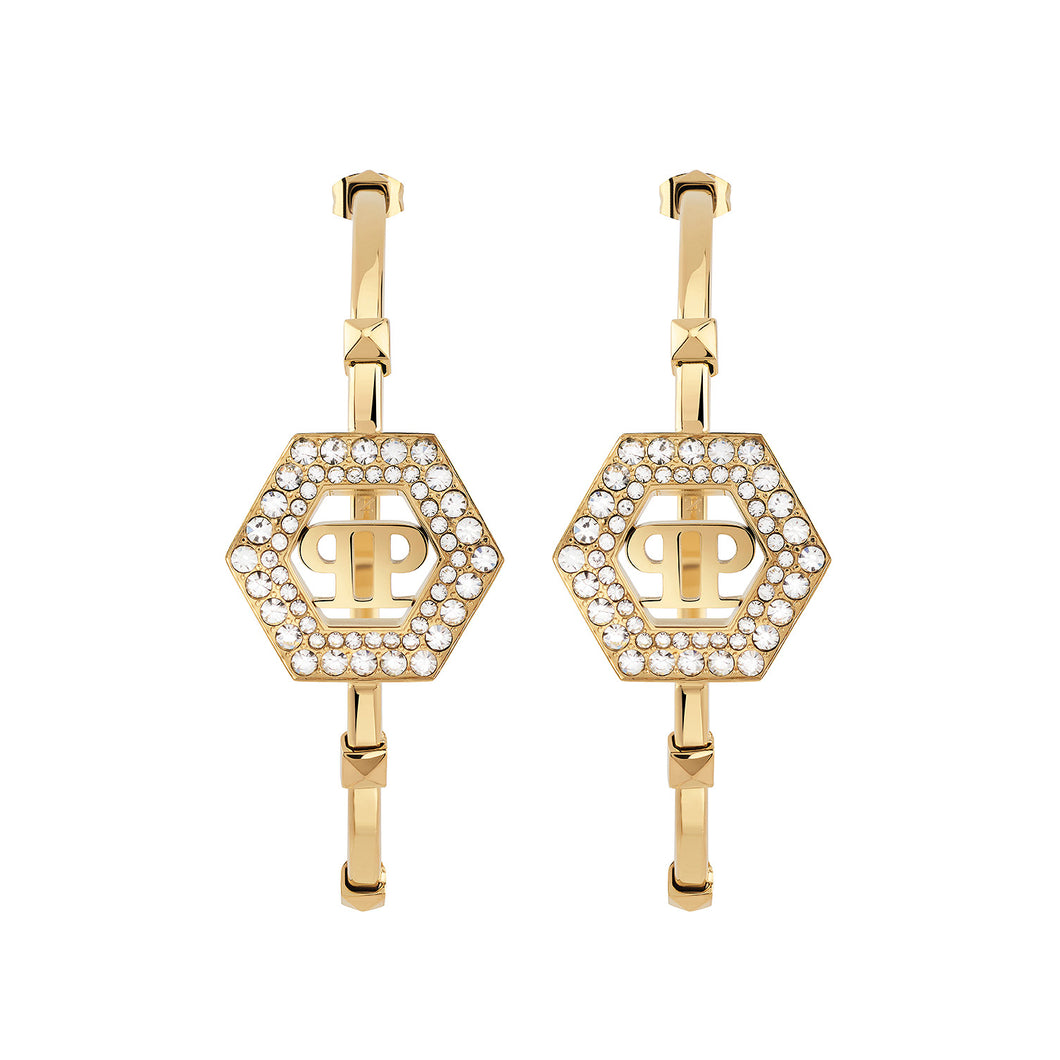 Philipp Plein Damen Ohrringe Creolen Edelstahl IP Gold PLEIN LEGACY PJREA03EU