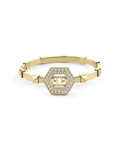 Laden Sie das Bild in den Galerie-Viewer, Philipp Plein Damen Armband Armreif Edelstahl IP Gold  PLEIN LEGACY PJREA12BU
