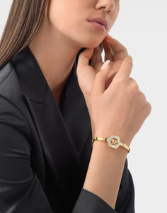 Philipp Plein Damen Armband Armreif Edelstahl IP Gold  PLEIN LEGACY PJREA12BU
