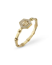 Laden Sie das Bild in den Galerie-Viewer, Philipp Plein Damen Armband Armreif Edelstahl IP Gold  PLEIN LEGACY PJREA12BU